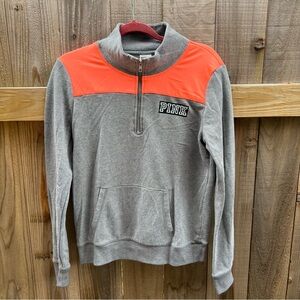 PINK Victoria’s Secret Quarter Zip Pullover - Gray & Orange
